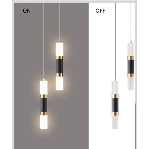 LIANGMH 2 Light Pendant Lights Kitchen Island Dimmable LED 2 Light Black Gold - Picture 1 of 16